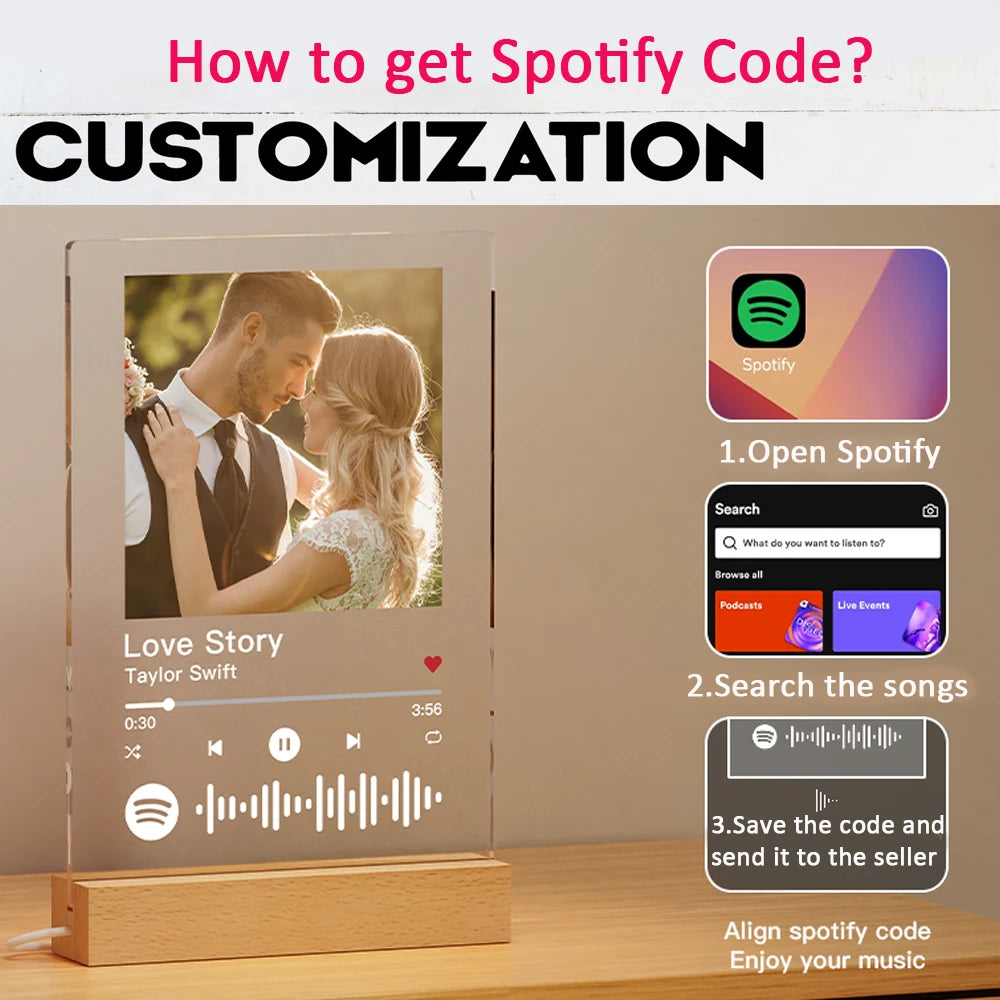 Personalized Spotify LED Photo Plaque